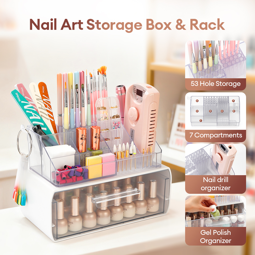 Beauty Makeup Box - Acrylic Storage Rack Nail Art Tools