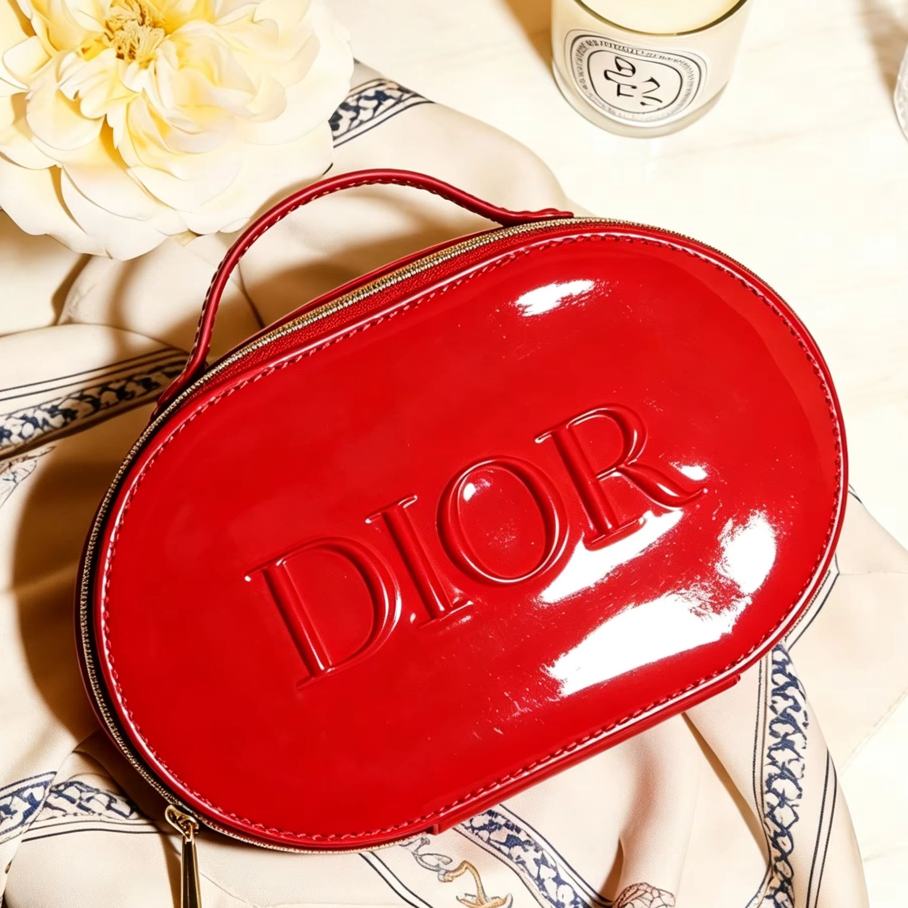 Beauty Makeup Logo Design - Dior’s Bag Red Cosmetic Bag Luxury