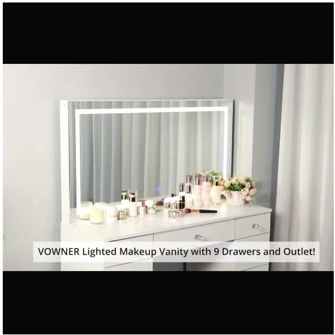 Beauty Makeup Outlet - 43-Inch Modern Makeup Vanity Desk Set