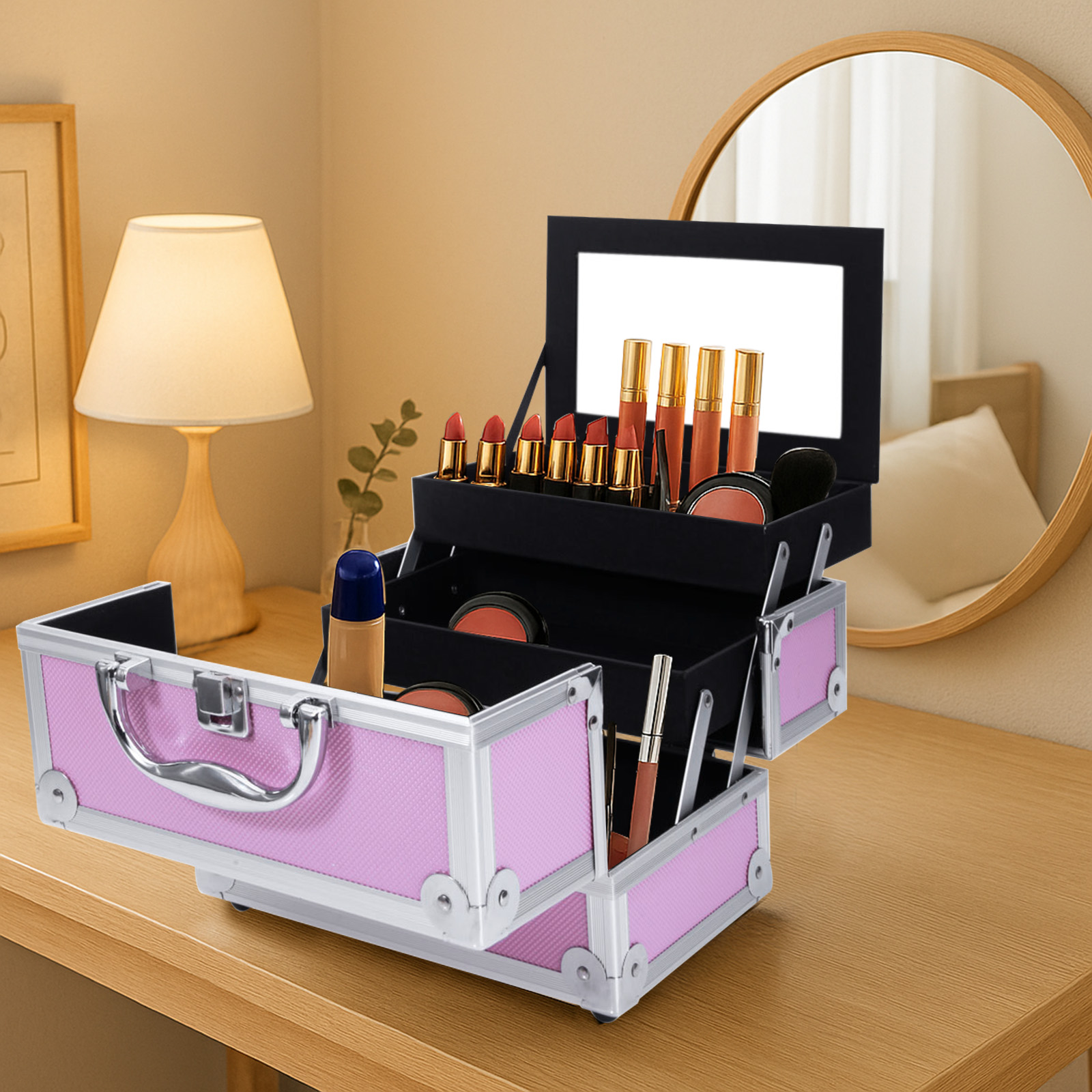 Pink Aluminum Alloy Makeup Cas - Woman Beauty Makeup avis et prix