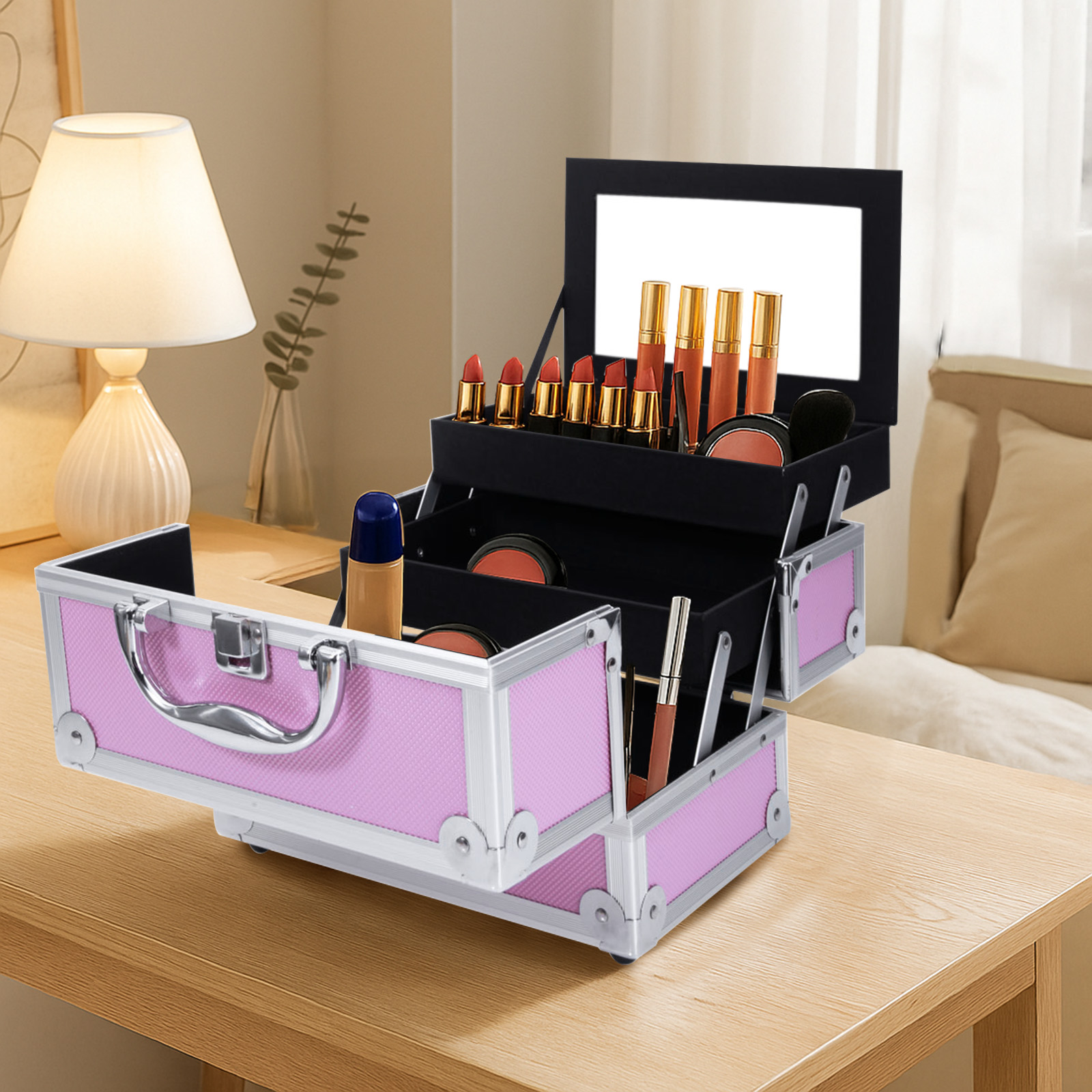 Pink Aluminum Alloy Makeup Cas - Woman Beauty Makeup avis et prix